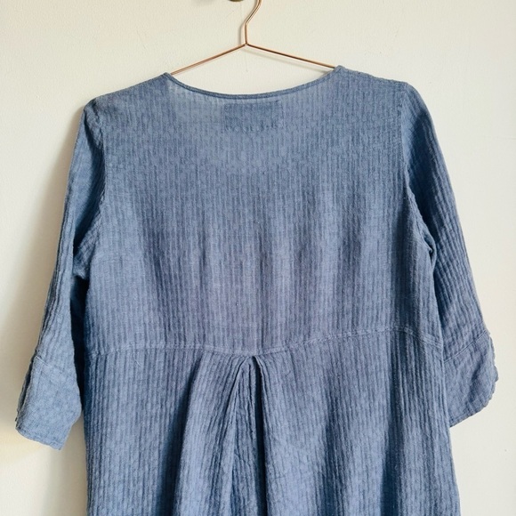 GRIZAS Cotton Linen Crinkle Oversized Midi Dress Cornflower Blue S - Picture 4 of 11